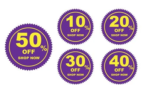 10% to 50% off, discount vector banner with plain white background. Stock Illustration