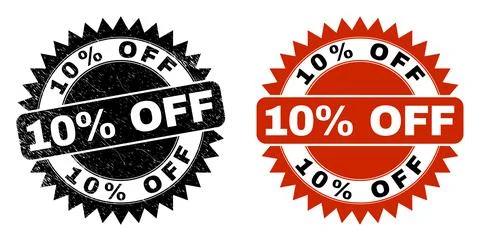 10% OFF Black Rosette Seal with Corroded Texture 스톡 일러스트