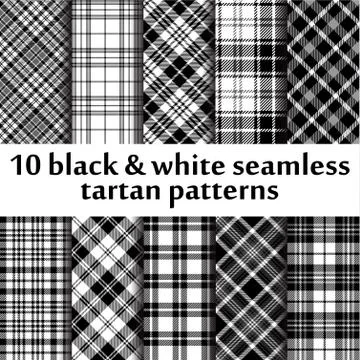10 b&amp;w seamless tartan patterns Ilustración de archivo