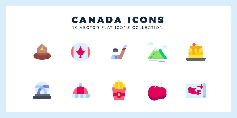 10 Canada Flat icon pack. vector illustration. Stock Illustration