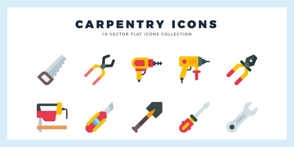 10 Carpentry Flat icon pack. vector illustration. Stock Illustration
