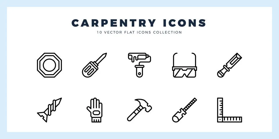 10 Carpentry Lineal icon pack. vector illustration. Stock Illustration
