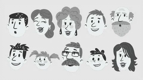 10 cartoon talking human heads Stock Footage 149074208
