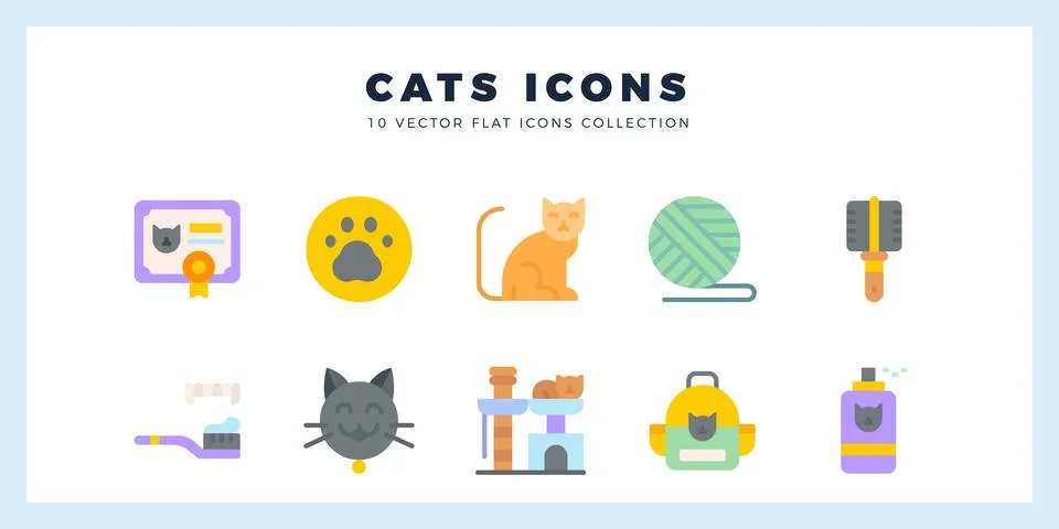 10 Cats Flat icon pack. vector illustration. Illustrazione stock