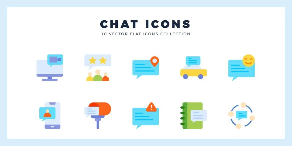 10 Chat Flat icons pack. vector illustration. Stock Illustration