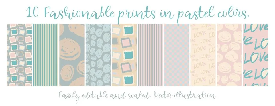 10 Chic different vector seamless patterns. Illustrazione stock