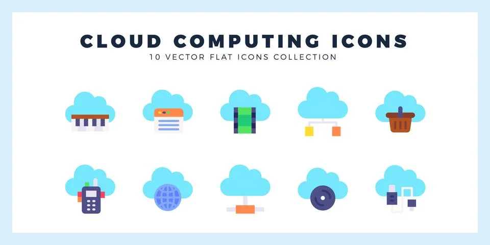 10 Cloud Computing Flat icon pack. vector illustration. 스톡 일러스트