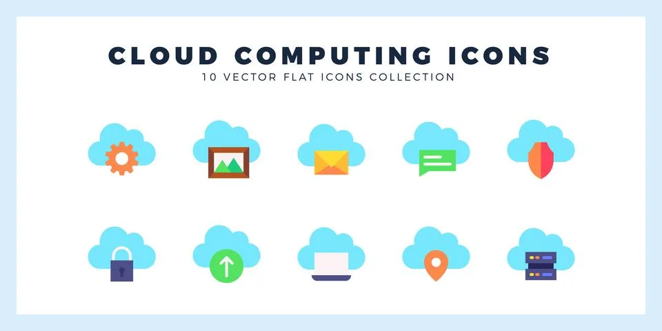 10 Cloud Computing Flat icon pack. vector illustration. 스톡 일러스트