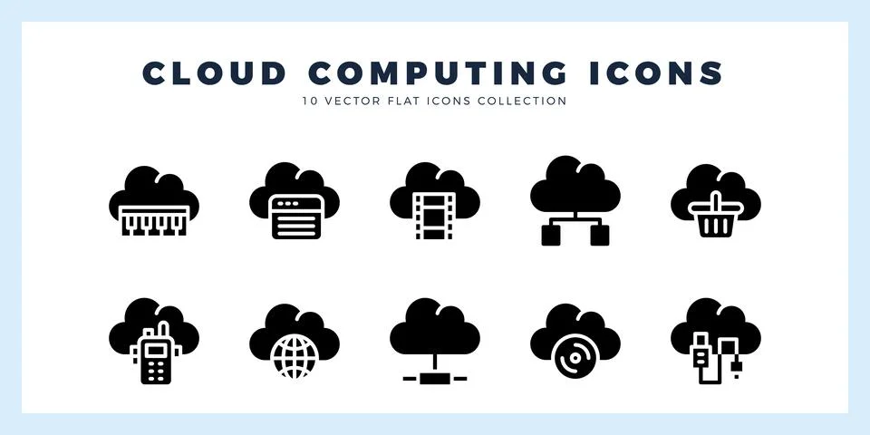 10 Cloud Computing Glyph icon pack. vector illustration. Stock Illustration