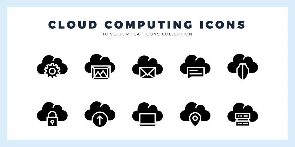 10 Cloud Computing Glyph icon pack. vector illustration. Stock Illustration