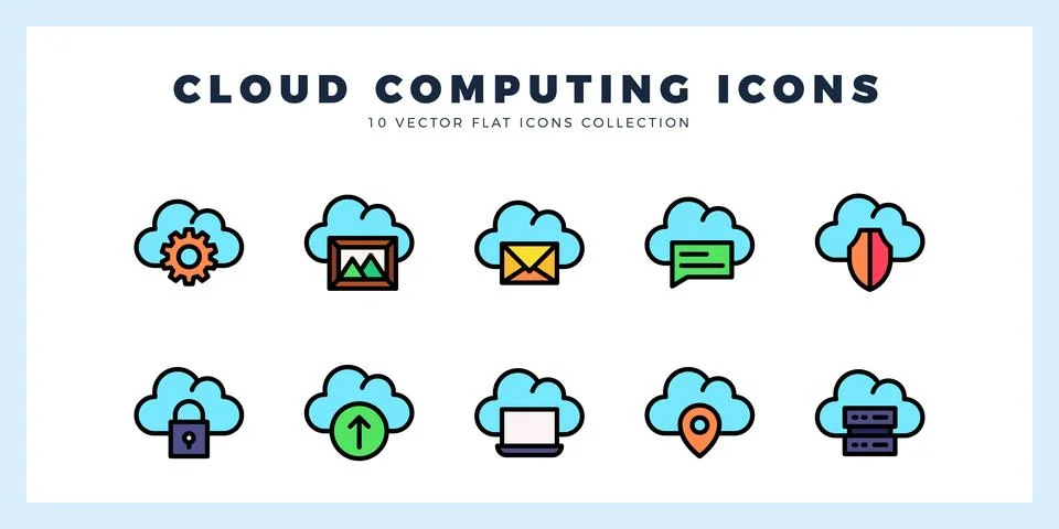 10 Cloud Computing Lineal Color icon pack. vector illustration. イラスト素材