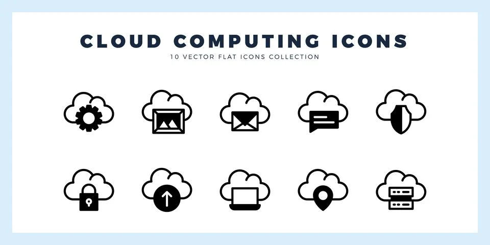 10 Cloud Computing Lineal Fill icon pack. vector illustration. Stock Illustration