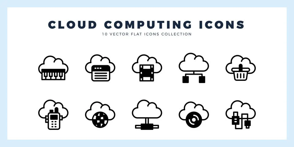 10 Cloud Computing Lineal Fill icon pack. vector illustration. 스톡 일러스트