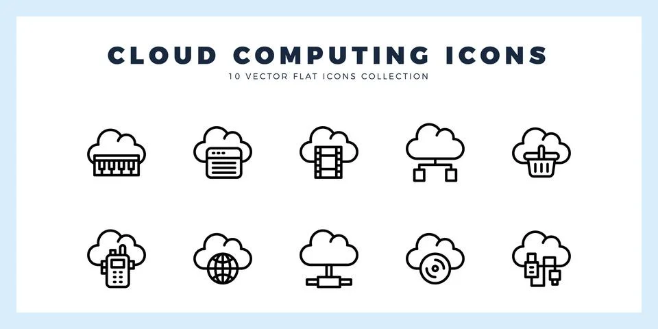 10 Cloud Computing Lineal icon pack. vector illustration. Stockillustratie