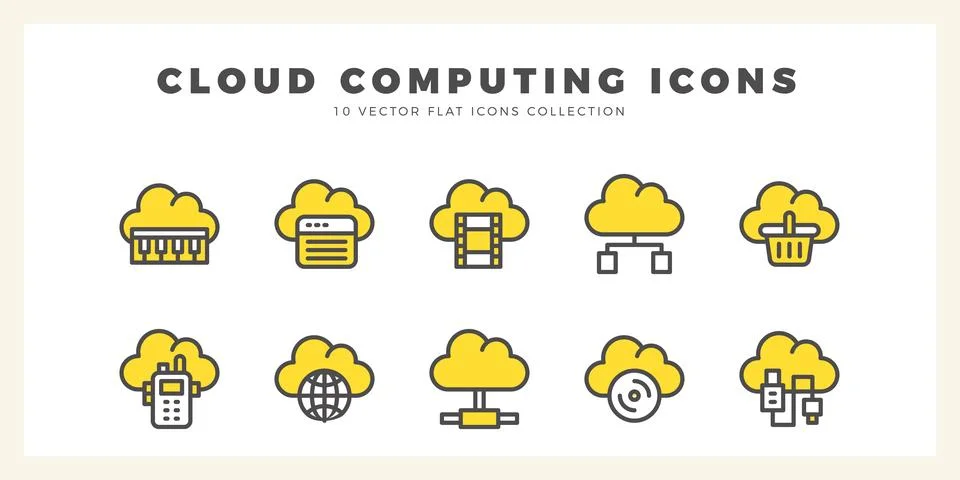 10 Cloud Computing Two Color icon pack. vector illustration. Illustrazione stock