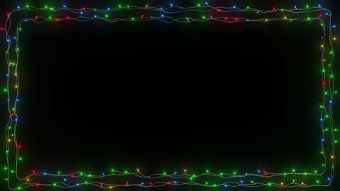 10 colorful-christmas-lights-rectangular-frame-glowing-border-dark-backgroun Stock Footage 317913173