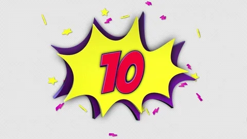 10 Comic Number Animation on Alpha Channel, Loop 库存影片 297713256