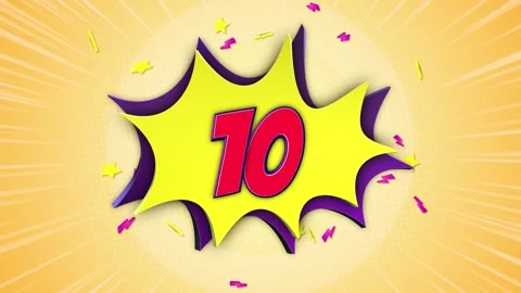 10 Comic Number Animation on Alpha Channel, Loop 库存影片 297714973