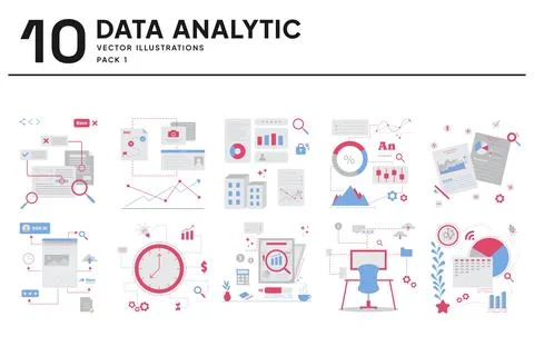 10 Data Analytic Vector Illustrations Stock Illustration
