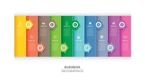 10 data infographics tab paper index and arrow template. Vector illustration  Stock Illustration