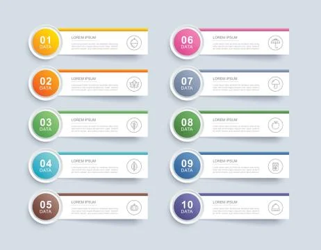 10 data infographics tab paper index template. Vector illustration abstract b Stock Illustration