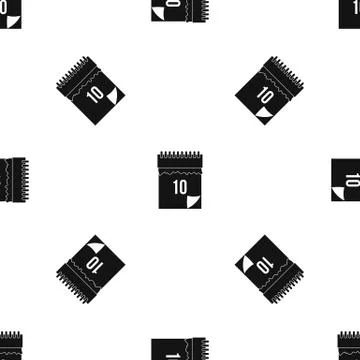 10 date calendar pattern seamless black Stock Illustration