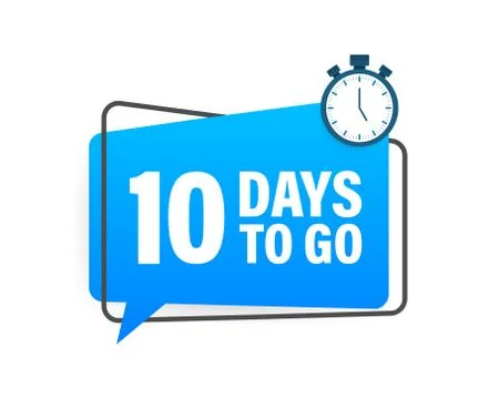 10 Days to go. Countdown timer. Clock icon. Time icon. Count time sale. Vector Illustrazione stock