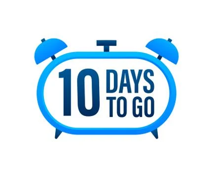 10 Days to go. Countdown timer. Clock icon. Time icon. Count time sale. Vecto Stock Illustration