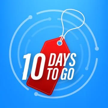 10 Days to go. Countdown timer. Clock icon. Time icon. Count time sale. Vecto Stock Illustration