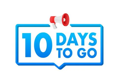 10 Days to go. Countdown timer. Clock icon. Time icon. Count time sale. Vector Illustrazione stock
