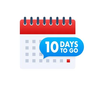 10 Days to go. Countdown timer. Clock icon. Time icon. Count time sale. Vector Illustrazione stock