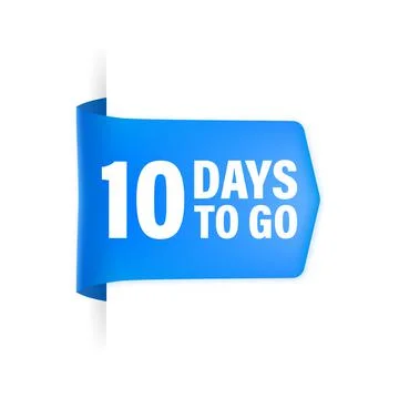 10 Days to go poster in flat style. Vector illustrations for time managment. Stockillustratie
