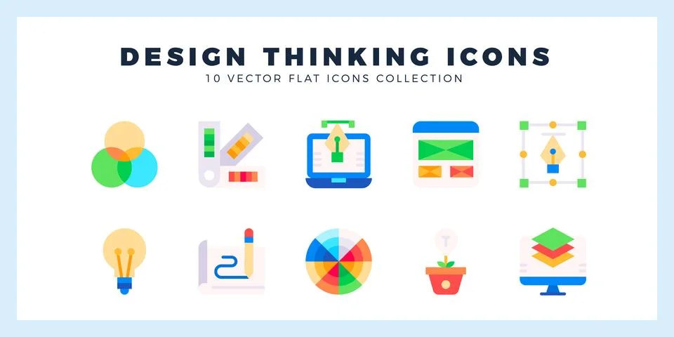 10 Design Thinking Flat icon pack. vector illustration. 스톡 일러스트