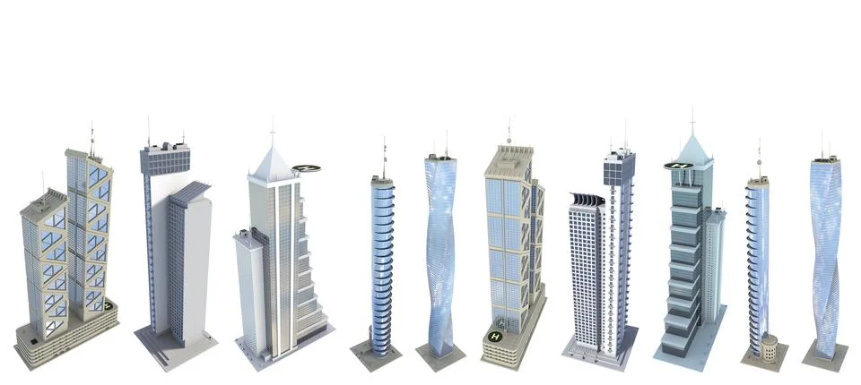 10 different angles views high detailed renders of fictional design hi Stock Illustration