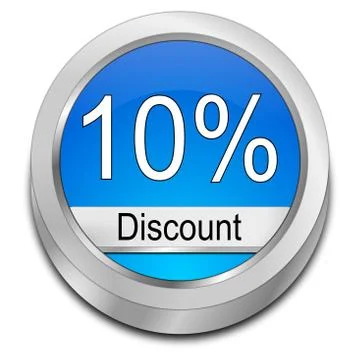10% Discount button - 3D illustration Illustrazione stock