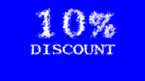 10% discount cloud text effect blue isolated background Stock Footage 139639861