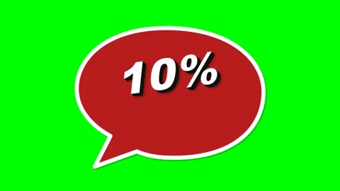 10% Discount Red Speech Bubble 4K 3D Green Screen Animation Stock Footage 332842222