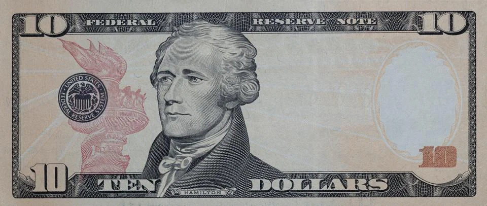 10 dollar banknote with empty middle area Stock Illustration