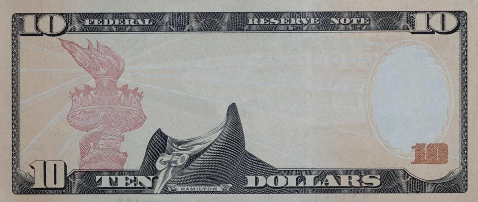 10 dollar banknote with empty middle area Stockillustratie