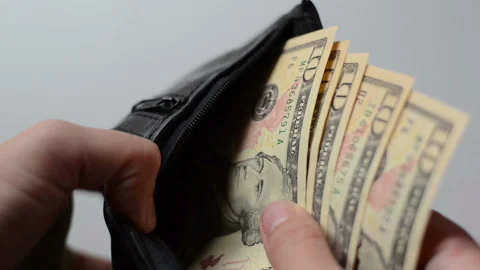 10 dollar banknotes in the old wallet 1 Stock Footage 105220920