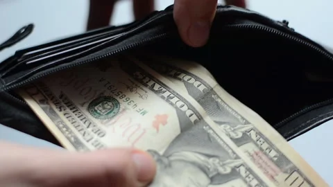 10 dollar banknotes in the old wallet Stock Footage 105220931