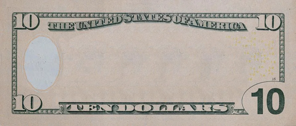 10 dollar bill with empty middle area Stock Illustration