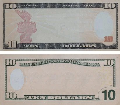 10 dollar bill with empty middle area Stock Illustration