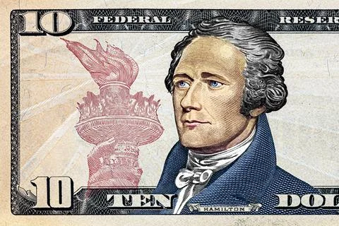 10 dollar bill with empty middle Stock Photos