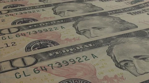 10 dollar bills background. Many banknotes. Finance. Business concept. Stock Footage 172156129