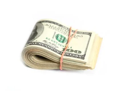 10 dollar stack on white background Stock Photos