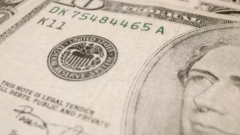 10-dollar USD banknote, extreme close-up with a sliding motion. Stock Footage 301446393