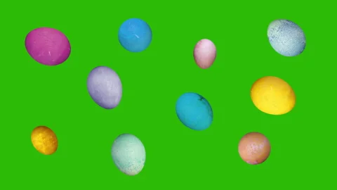 10 Easter Eggs Flying Tossing or Bouncing in the Air in Slowmotion - Top Vie Stock Footage 303287970