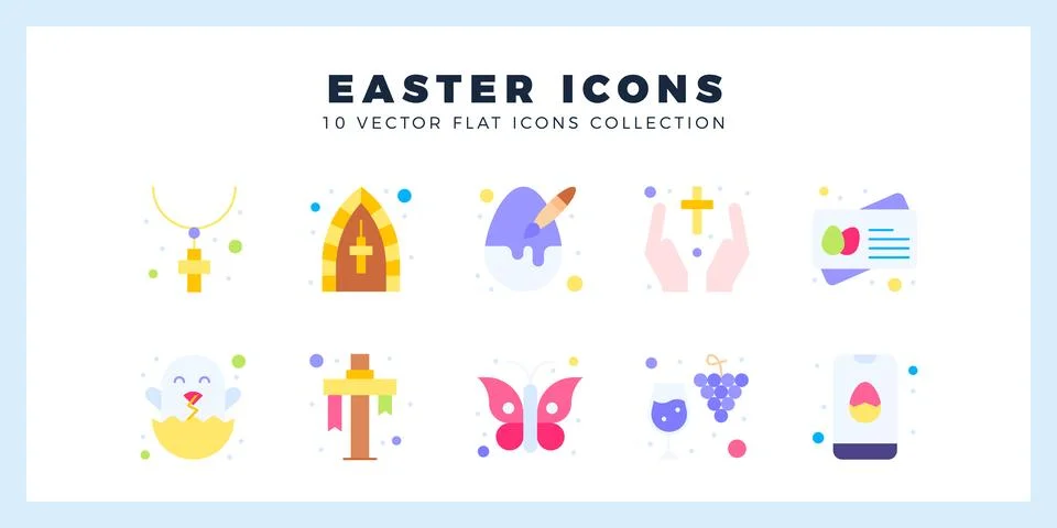 10 Easter Flat icon pack. vector illustration. Illustrazione stock