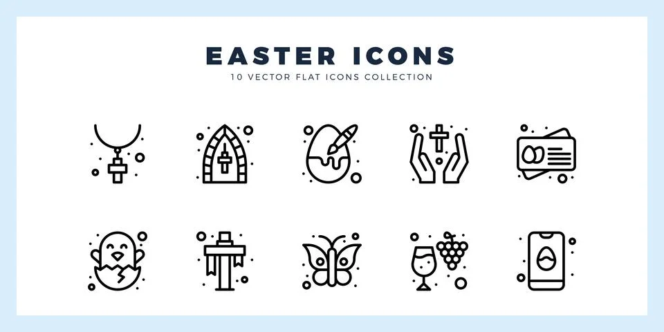 10 Easter Lineal icon pack. vector illustration. Stock Illustration
